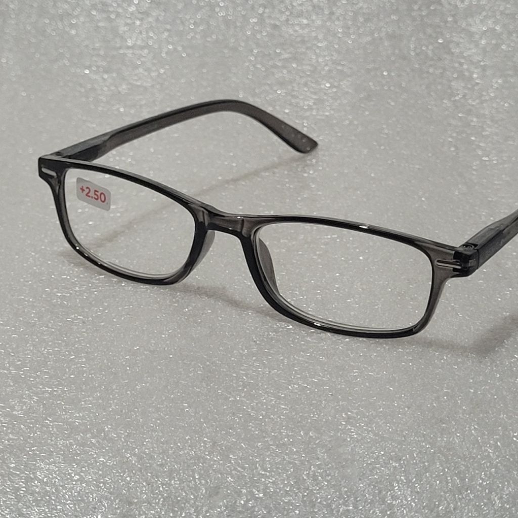 Kacamata baca NVG / Kacamata Plus Bagus Premium RMP 302 Frame Transparan Abu Tua