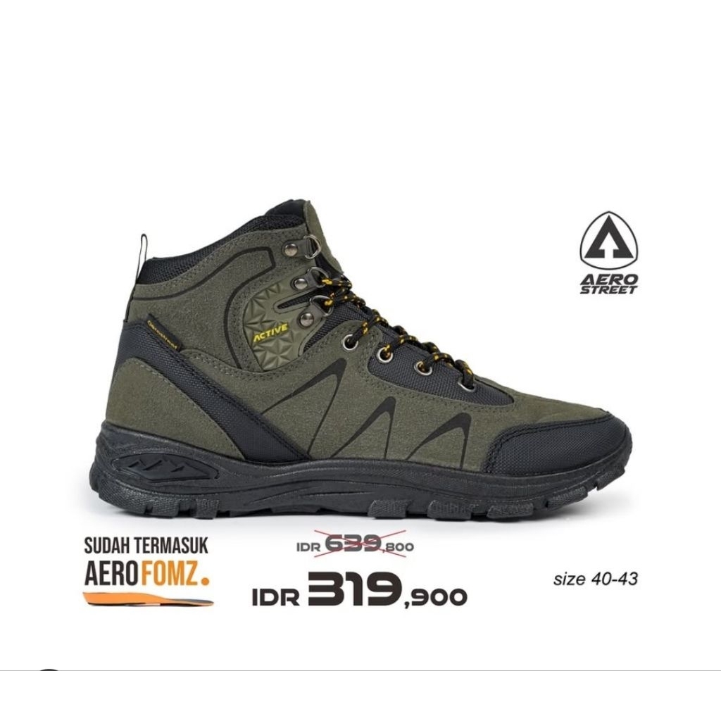 Rijek Sale - Sepatu Aerostreet Active High Outdoor Hijau Army Original