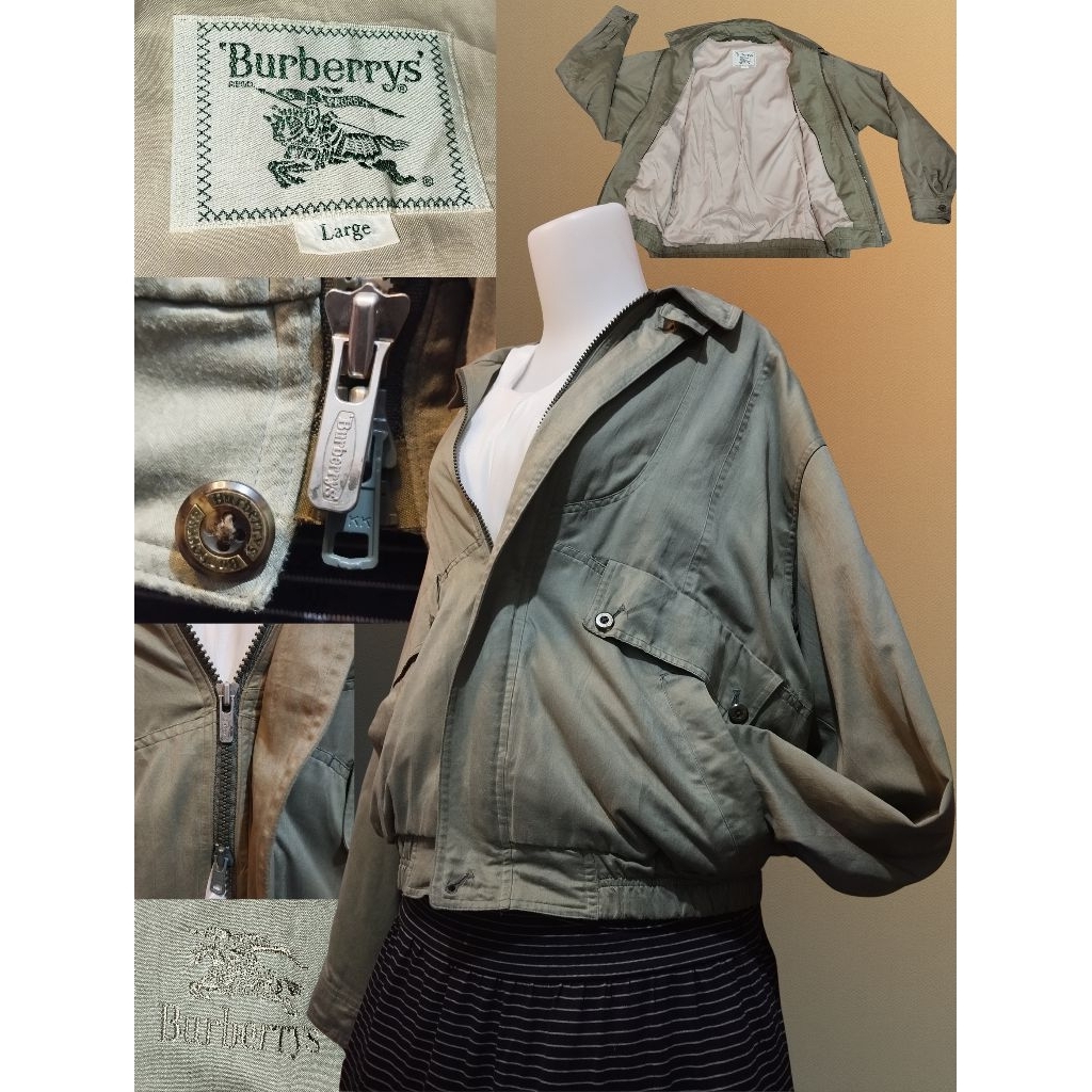 jaket Bomber Harrington Burberry Burberrys Warna Hijau Sage