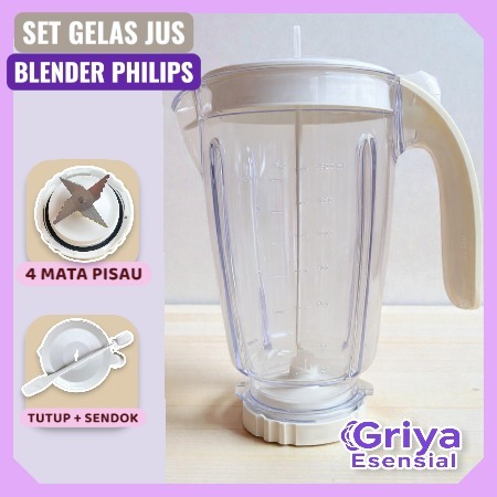 Gelas Blender Philips Set Lengkap 4 Mata Pisau / Jar Juice Besar Pengganti / Suku Cadang Juicer Jumb