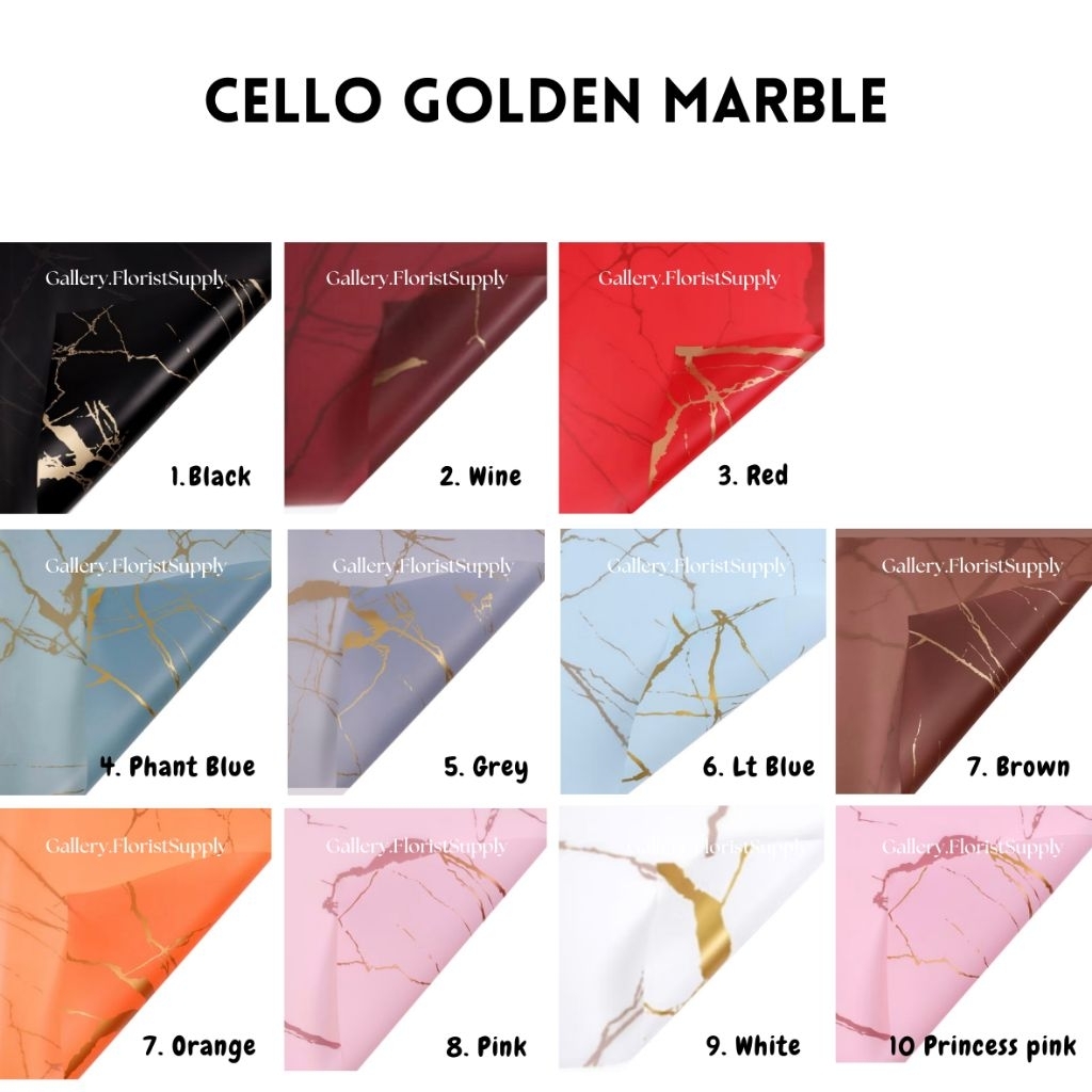 Kertas Cellophane Golden Marble/ Kertas Cellophane Buket Palembang