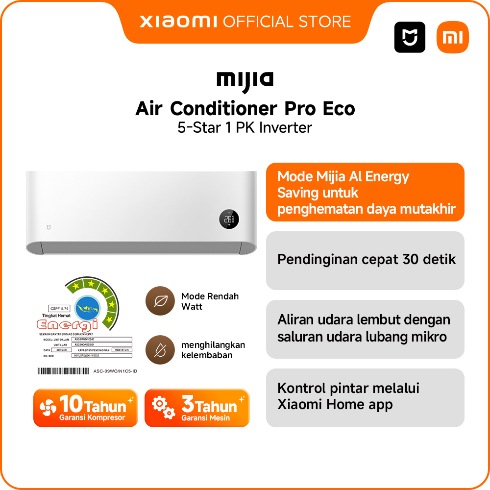 [Unit Only] Xiaomi Mijia AC Air Conditioner 1 PK Inverter Pro Eco 5-Star | Low Watt | Smart Control 