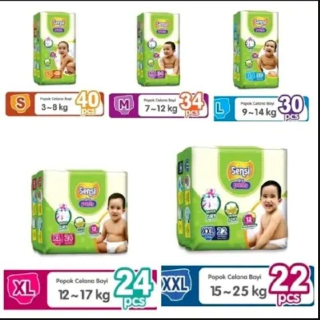 PAMPERS SENSI DRY PANTS POPOK BAYI NB S M L XL XXL