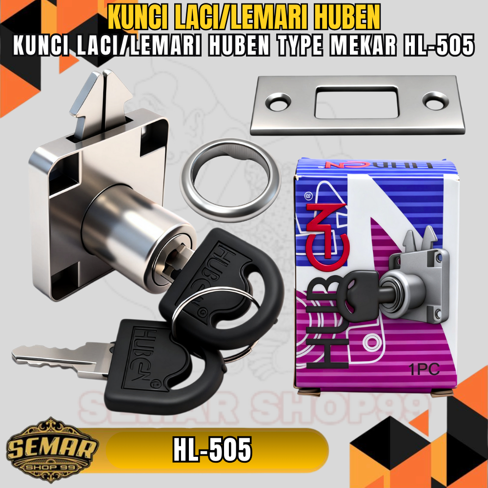 Uddjaya_ Kunci Laci Mekar Huben Hl505 Zinc Alloy Huben Hl-505 Kunci Laci / Kunci Lemari Geser