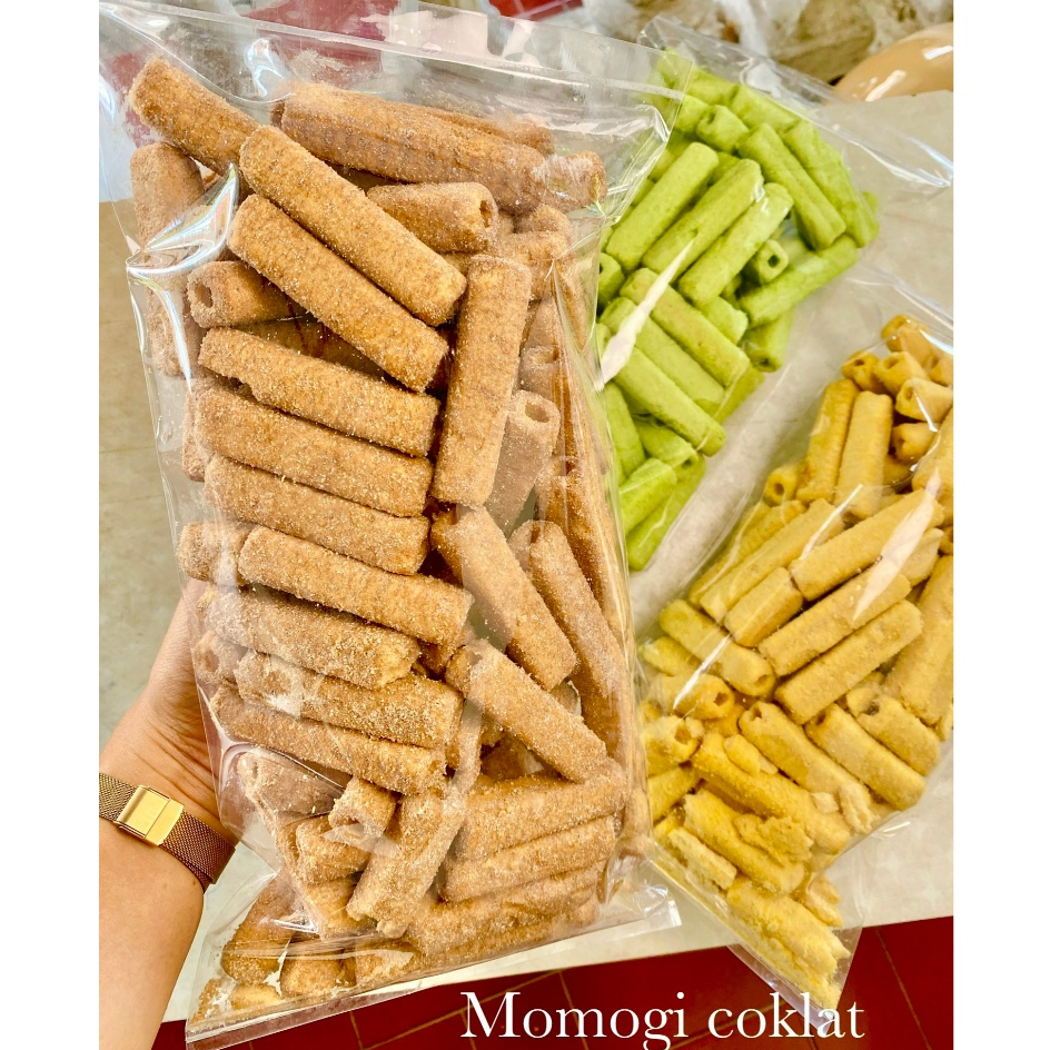 Momogi Stick 1kg 500gr Snack Momogi Curah Rasa Coklat Pandan Jagung Manis