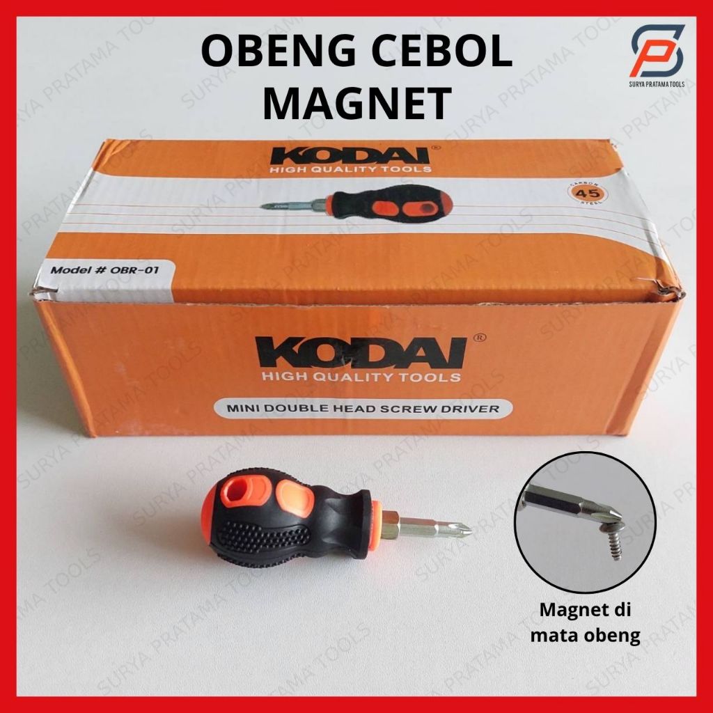 Obeng Cebol Mini Magnet KODAI Bolak Balik Plus Minus Pendek Kecil