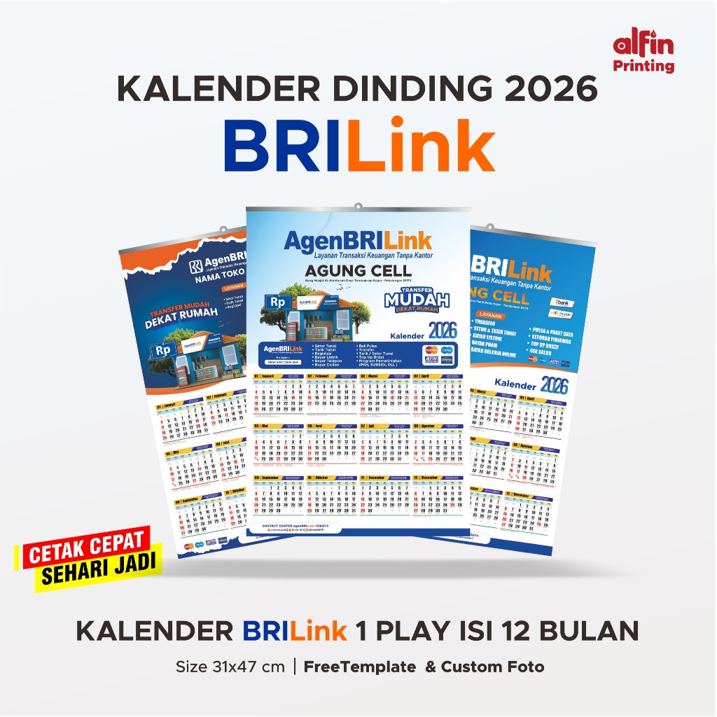 TERMURAH KALENDER 2026 CUSTOM | KALENDER DINDING BriLink, AGEN BRI, MURAH TERCEPAT