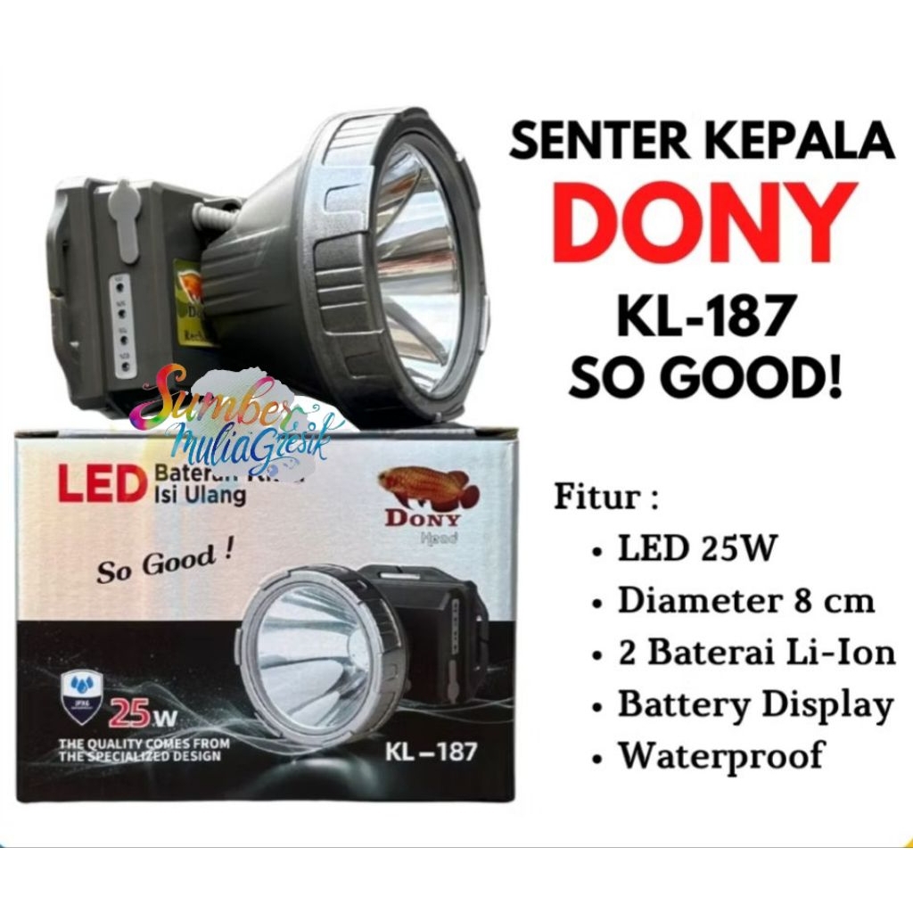 Senter Kepala Dony MANTAP 25W 25 Watt KL-187 Cahaya Putih / Kuning ORIGINAL DONY
