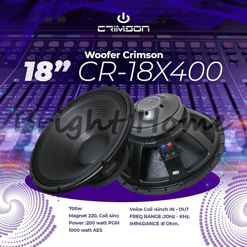 CRIMSON CR 18X400 Komponen Speaker 18" Subwoofer Speaker 18 inch