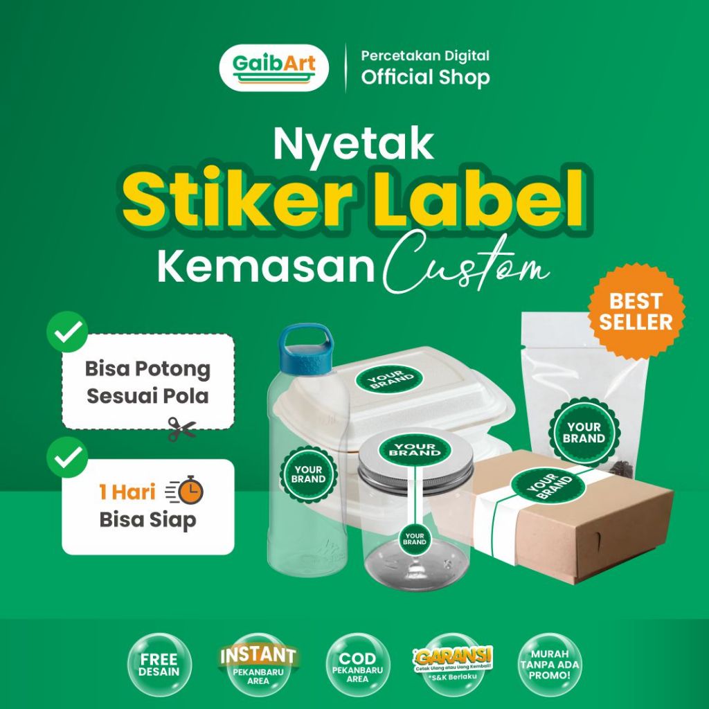 GaibArt Bisa Nyetak Stiker Label Kemasan Stiker Cromo | Vinyl Glossy | Vinyl Transparan Waterproof C