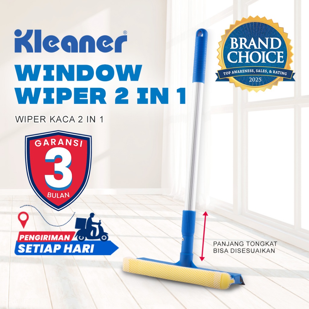 Kleaner Wiper Teleskopik 2 in 1 Alat Pembersih Kaca Window Wiper Serbaguna GSB003