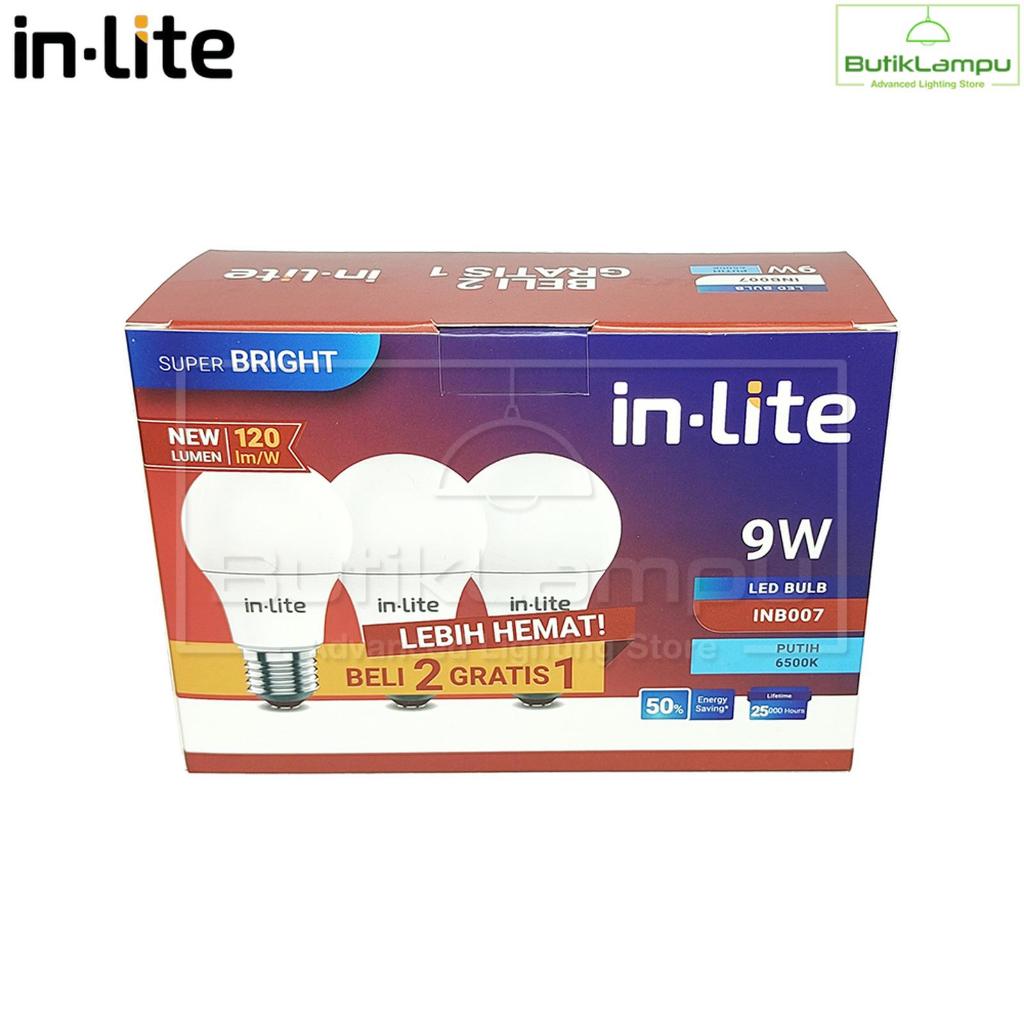 Paket Beli 2 Gratis 1 Lampu LED Bulb inlite Multipack 9 Watt