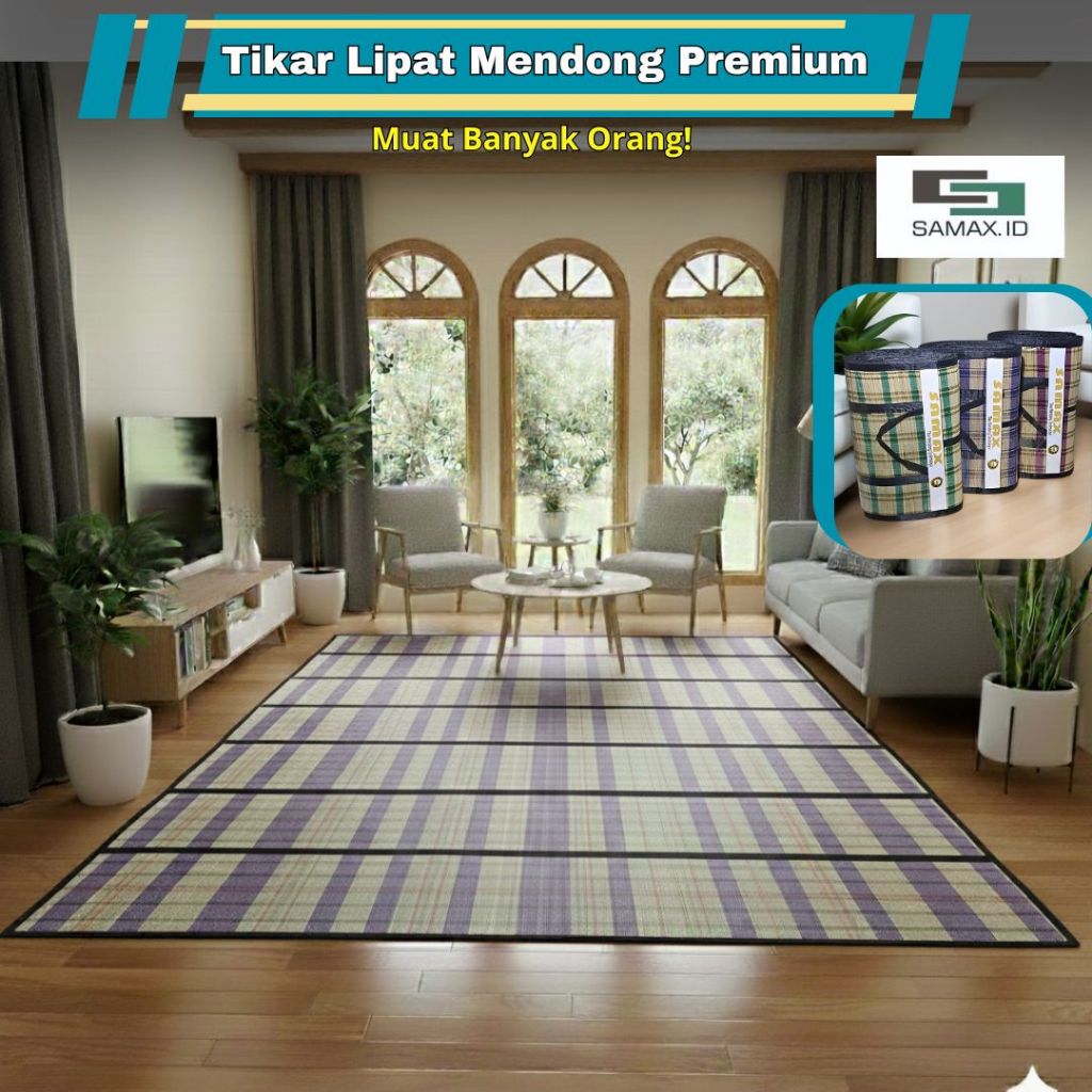 TIKAR LIPAT JUMBO PANDAN MENDONG 4x3 Meter | Alami, Tebal, dan Praktis untuk Keluarga/Acara