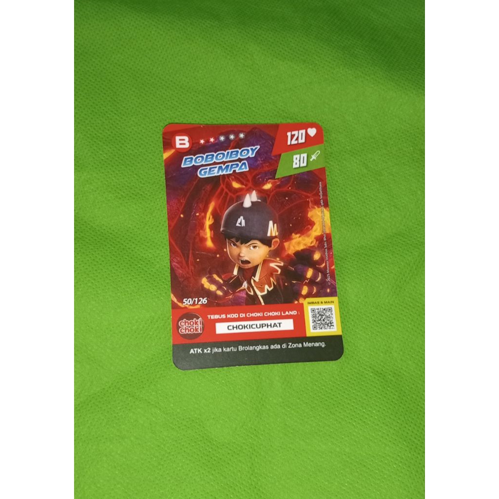 kartu boboiboy gempa monsta galaxy card choki choki