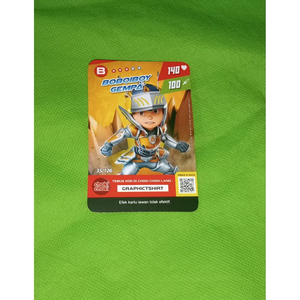Kartu boboiboy gempa monsta galaxy card choki choki