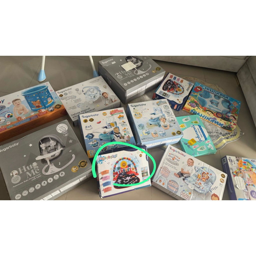 EX KADO PLAYMATE PLAYGYM & FEEDING SET & BABY CHAIR & BOUNCER SUGAR BABYS