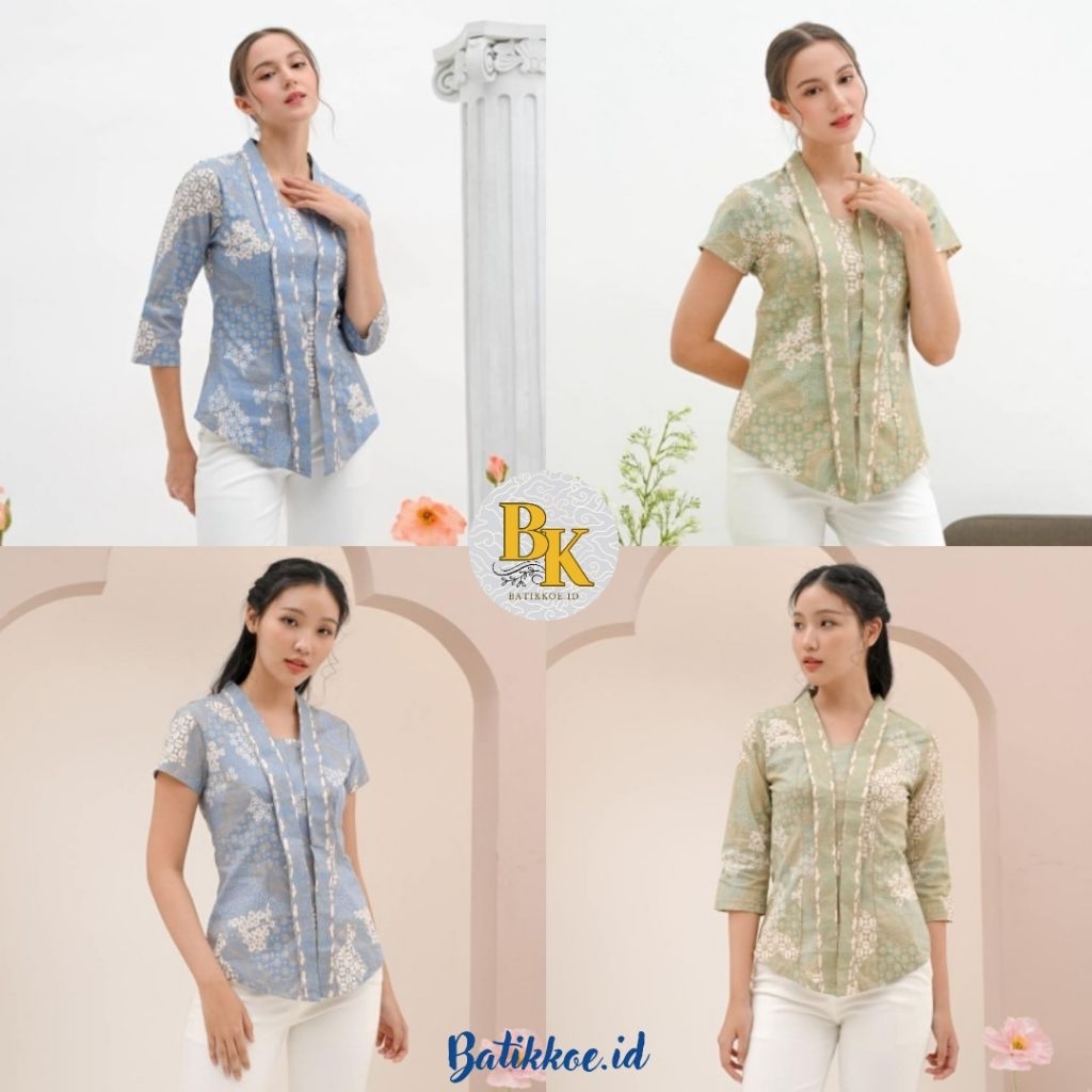 Atasan Batik 336 ICE/ ICE BLUE / ICE GREEN /Batik wanita Standart - super Jumbo (S-XXL)/ Blouse Bati