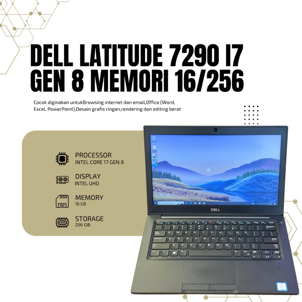 Dell Latitude 7290 Intel Core i7 Gen 8 Memori 16 gb ssd 256 gb