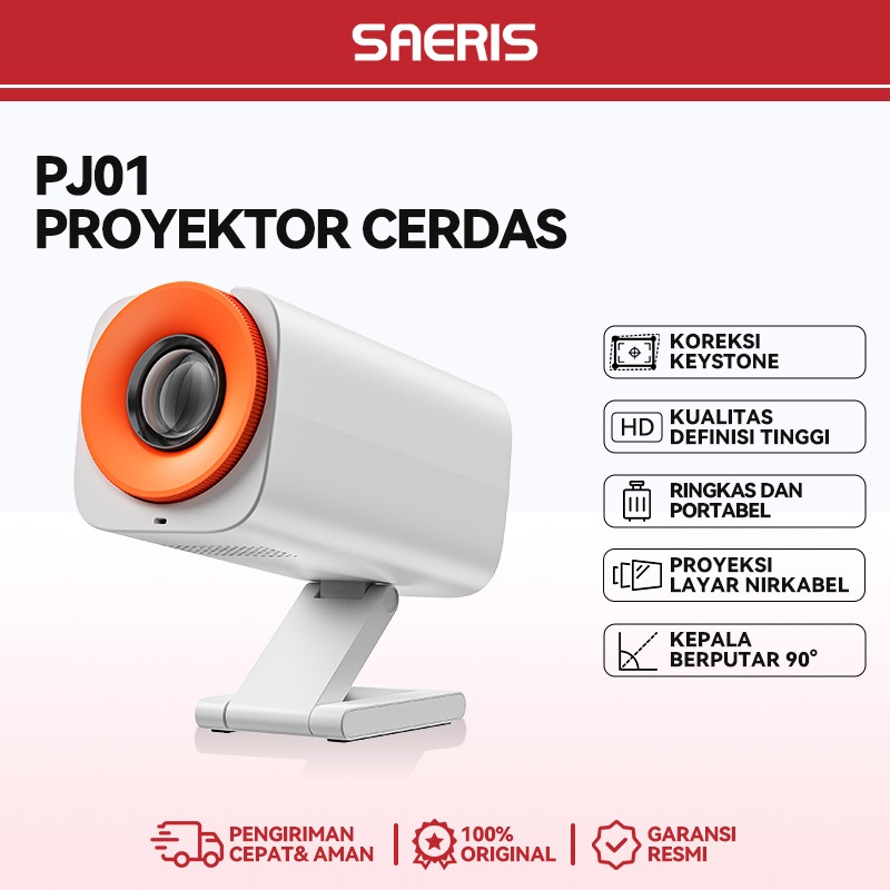 SAERIS Proyektor Mini 4K WiFi 5G Auto Setting Eye Protection Infokus Mini Untuk Laptop Dan Hp