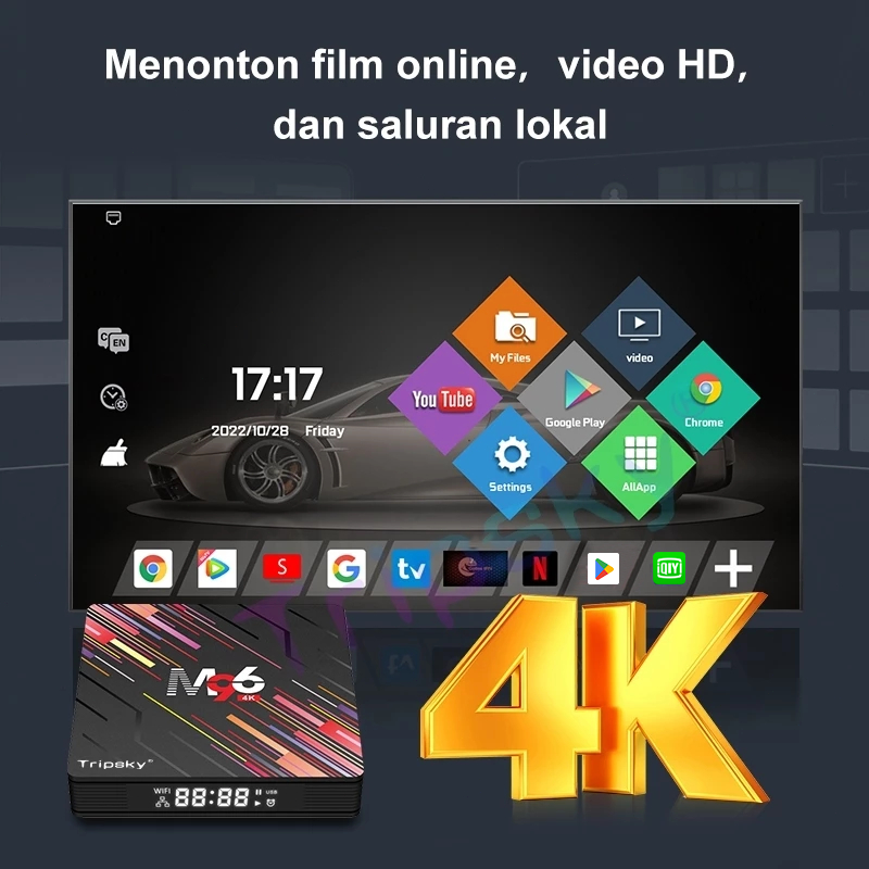 NEW Tripsky M96 Android tv box Ram 4gb Rom 64gb Remote Voice Support Bluetooth Tv Box Android 10 4K