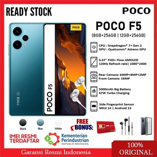 XIAOMI POCO F5 5G NFC 8/256GB & 12/256GB Produk Resmi Indonesia