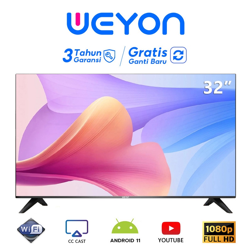 Weyon TV Android TV Smart 32 inch TV Digital 43 inch 4K WIFI/Netflix/YouTube Garansi 3 Tahun