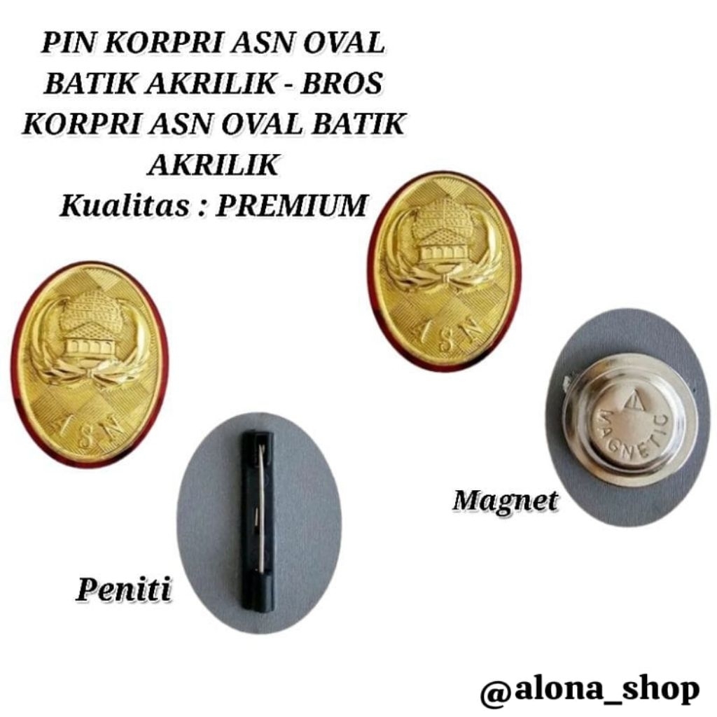 PIN KORPRI ASN OVAL BATIK AKRILIK - BROS KORPRI ASN OVAL BATIK AKRILIK