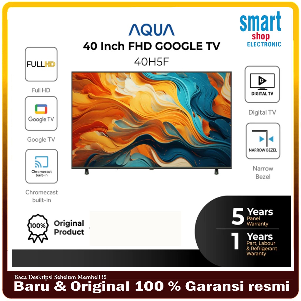 LED TV AQUA 40H5F SMART TV 40 INCH FULL HD GOOGLE TV - GARANSI RESMI