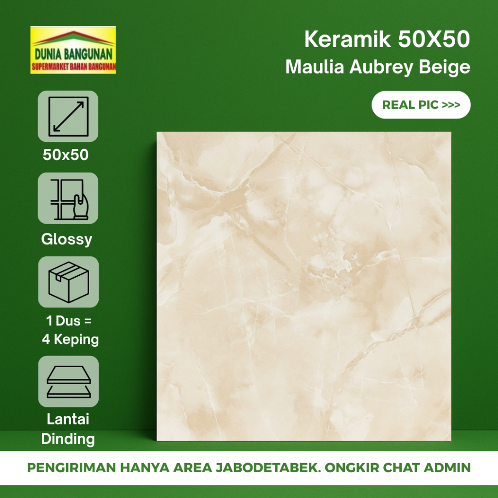 Keramik Lantai 50x50 Mulia Marble Beige Keramik Glossy Marble Aubrey