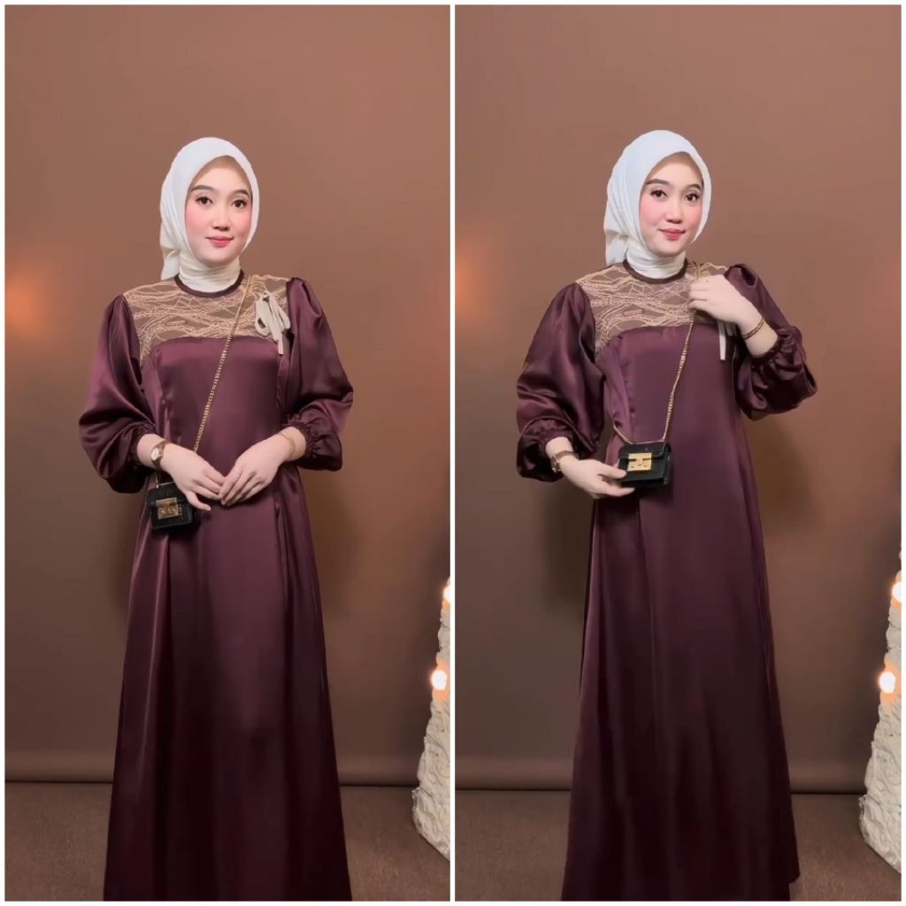 DRESS SHAFA//DRESS POLOS ARMANI SILK//GAMIS POLOS//GAMIS SILK KOMBI TILE