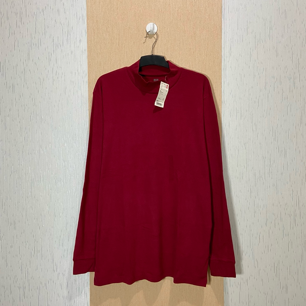 UNIQLO Soft Touch Mock Neck Long Sleeve / Kaos Lengan Panjang Pria & Wanita / Size XXL