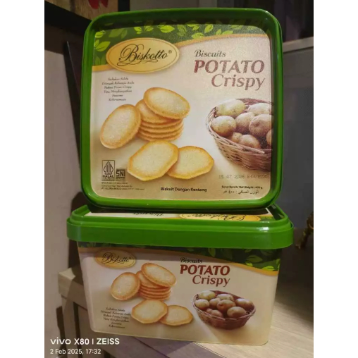 Biskotto Potato Crispy 500gr / Biskotto Potato Crispy Box Plastik PVC 500gr