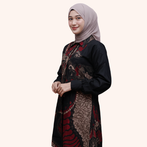 Batik Tunic Wanita Modern Tunik Kondangan Elegant Atasan Pesta Wanita Mewah