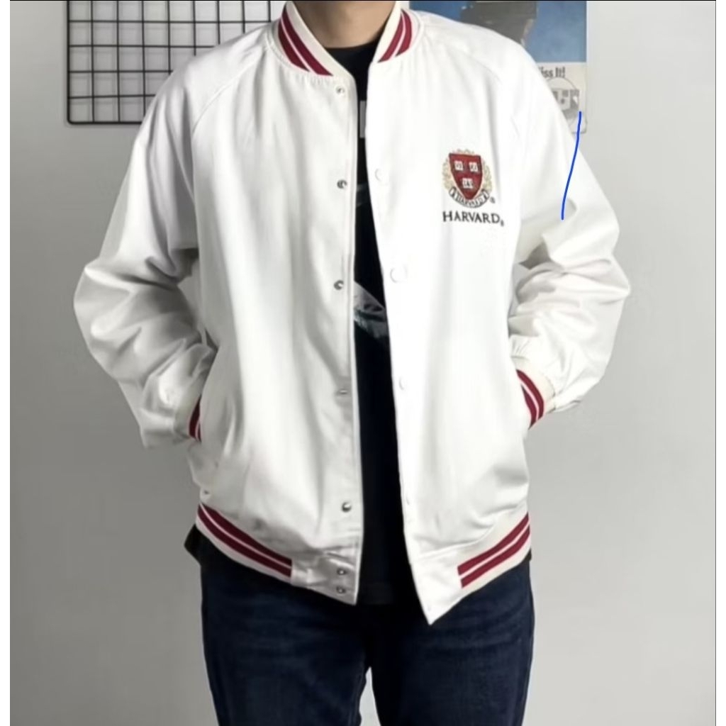 Varsity Jacket GlobalUnilqo X Harvard University (White) XXL
