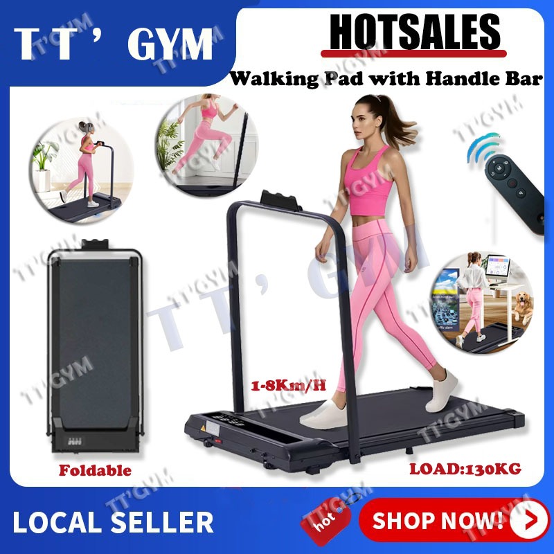 Treadmill Elektrik Portabel Alas Jalan Kaki Alas Lipat Sandaran Tangan Peralatan Olahraga untuk Wani