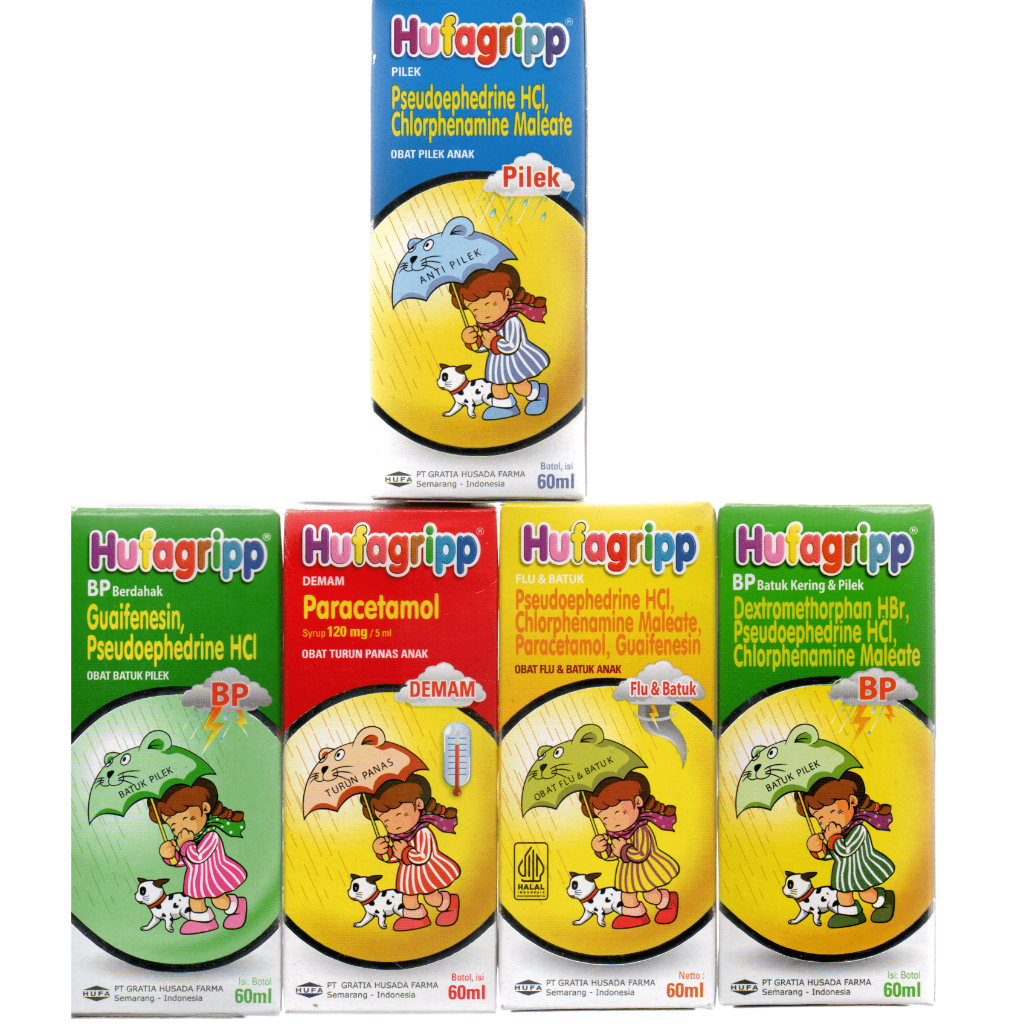 HUFA - HUFAGRIPP OBAT DEMAM, FLU, BATUK KERING & BATUK BERDAHAK ANAK 2-12 TAHUN 60ML