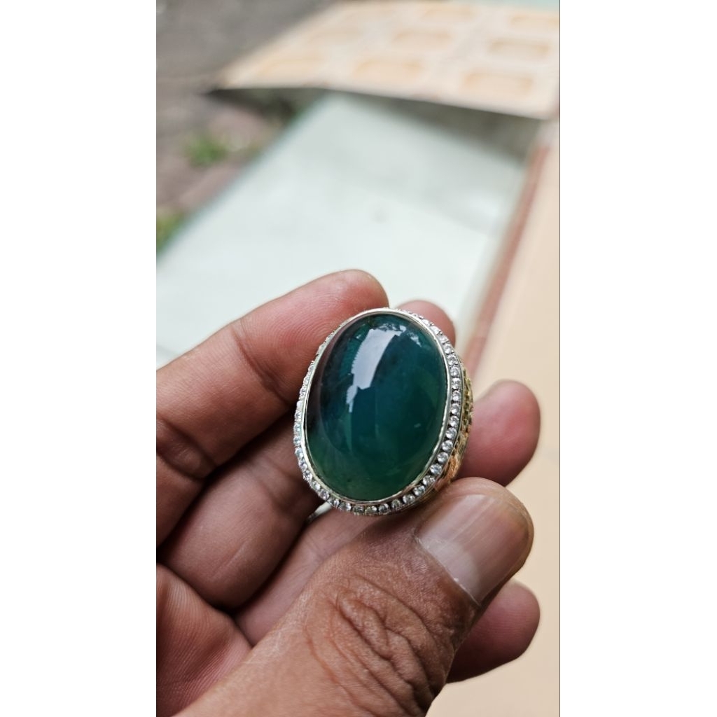 Bacan Coklat Kristal Ring Perak 19
