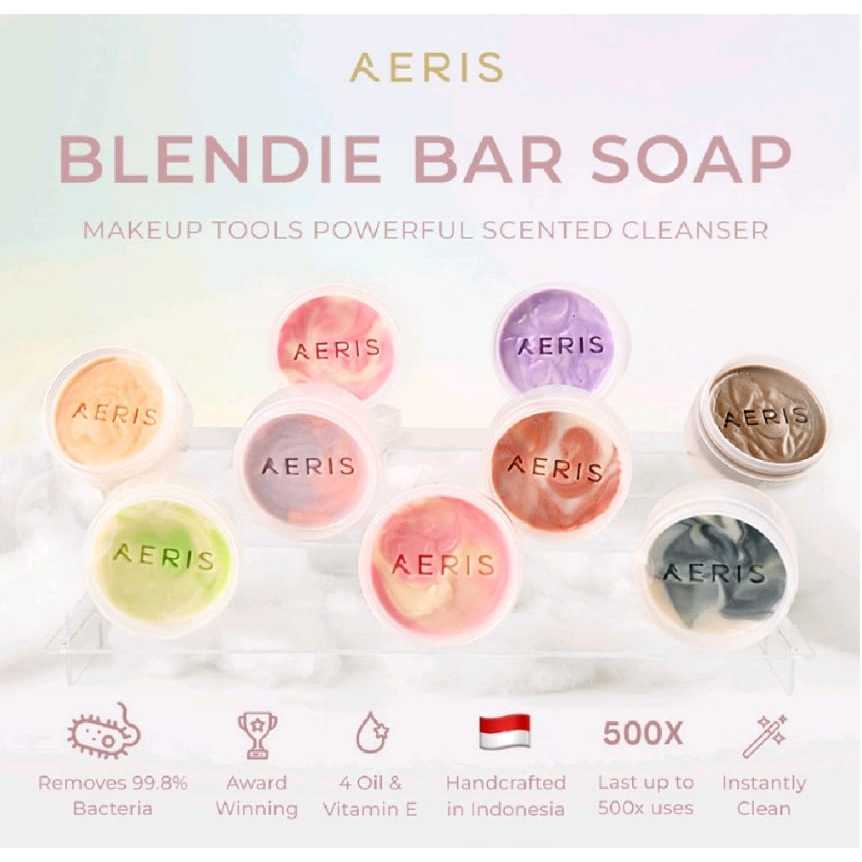 Glam Aeris Beauty Blendie Bar Soap Vegan 99.8% Clean / 100% Ori Aeris Blendie Bar Soap Brush Dan Spo