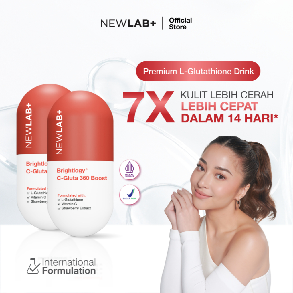 NEWLAB Paket 2 Box  Brightlogy C-Gluta 360 Boost | Minuman Glutathione untuk Pemutih Badan | Glutath