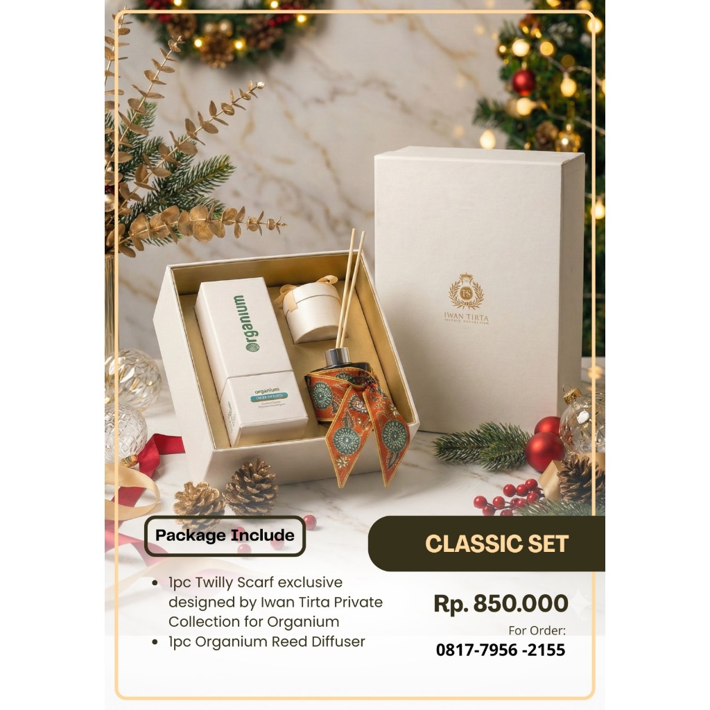 Hampers Classic Set Iwan Tirta - Classic Hampers Iwan Tirta Shawl Batik & Diffuser Organium