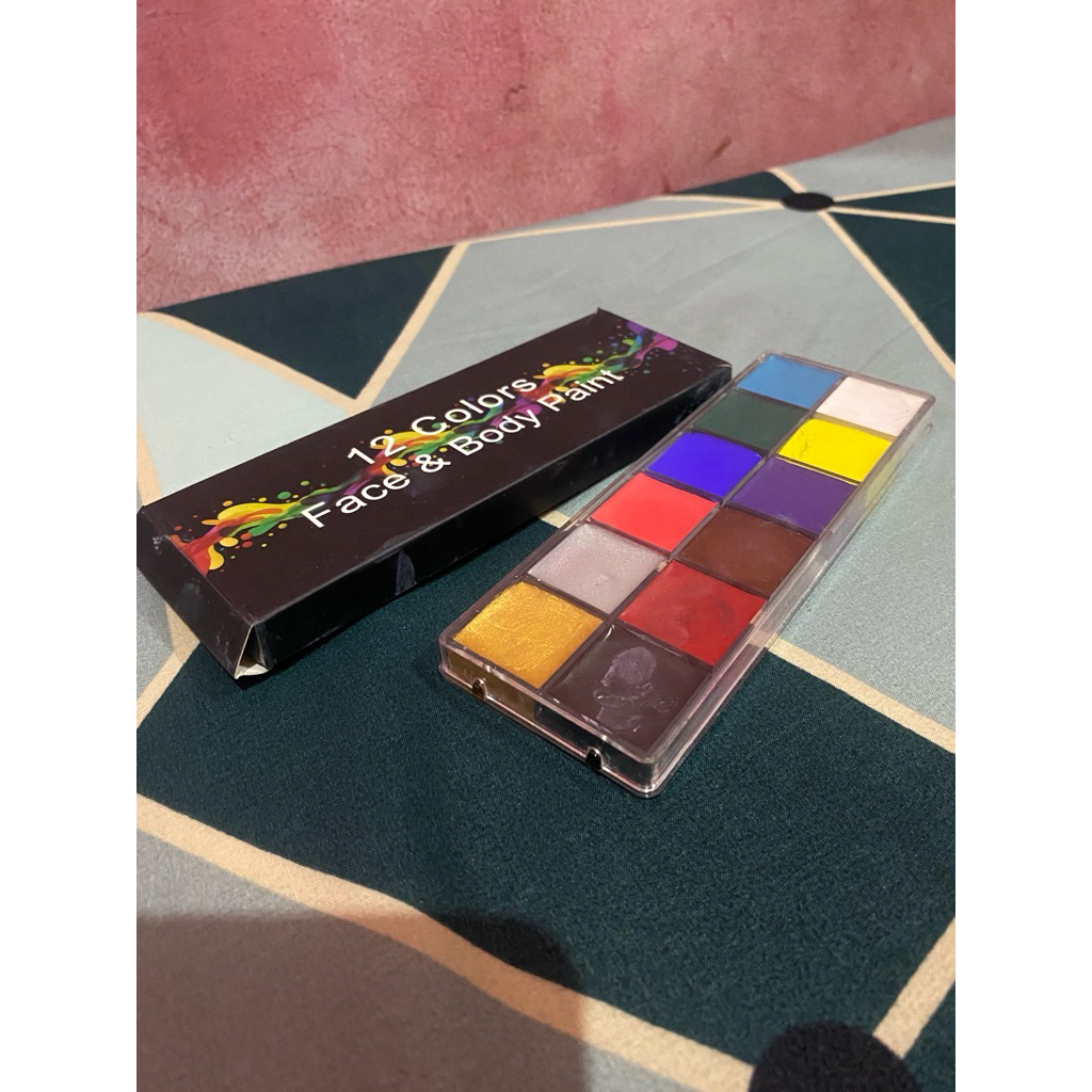 PRELOVED 12 Warna Body Face Painting Cat Wajah Painting Wajah Body Painting Palette Wajah