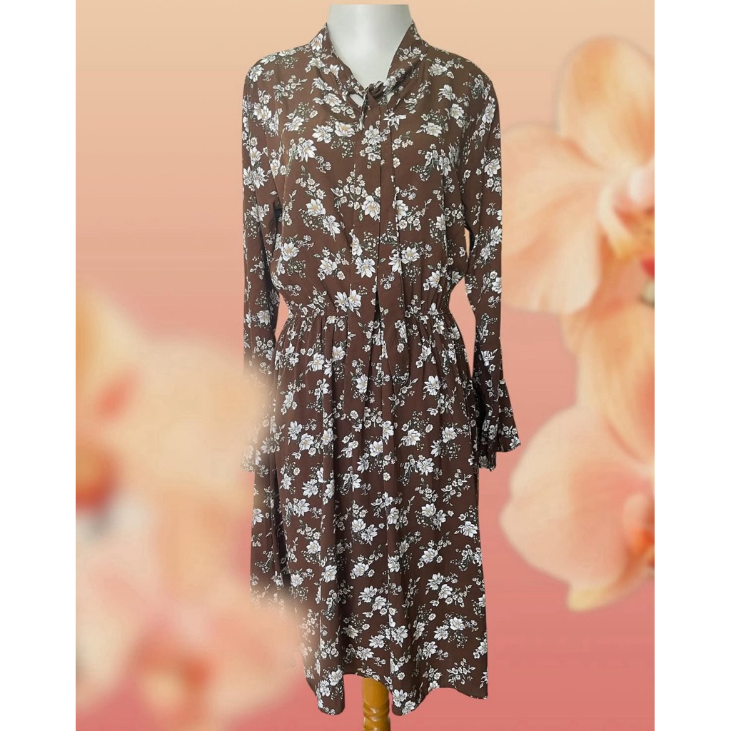 vintage brown Fairy dress - yearbook - shabby chic - coquette - garden party - vintage