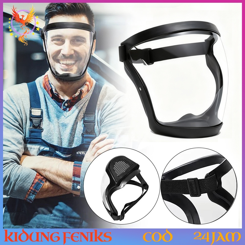 Pelindung Wajah Transparan Full Face Cover Anti Hujan Debu Droplet Adjustable Untuk Riding Safety