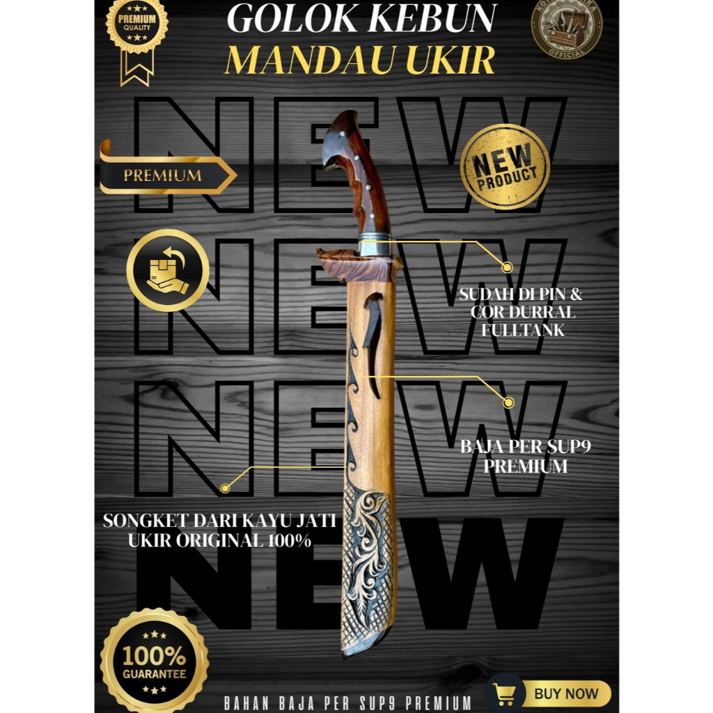 [KOTAK_PUSAKA] - GOLOK MANDDAU UKIR - GOLOK KEBUN BAJA PREMIUM BAJA PER PREMIUM ORIGINAL 100%