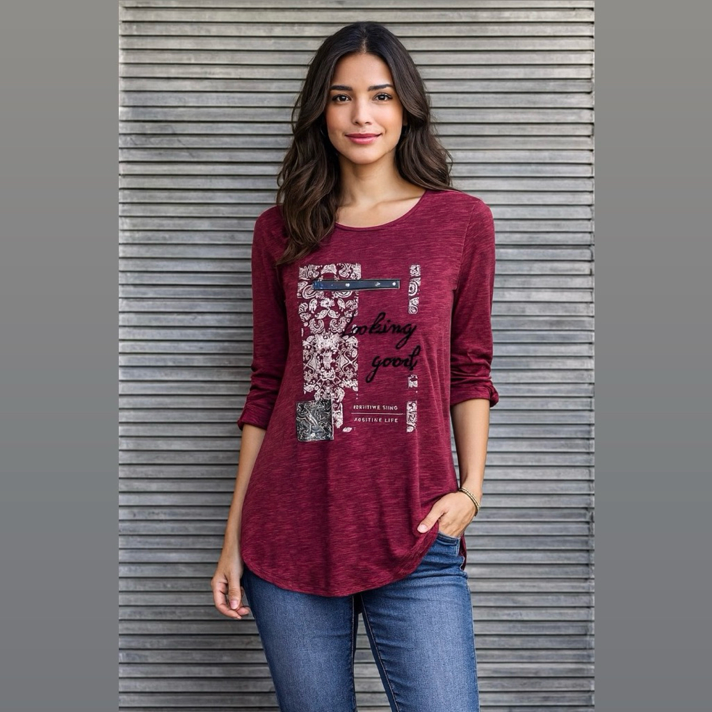 D260 - Atasan Kaos Tunik Tangan 7/8 Stradivarius