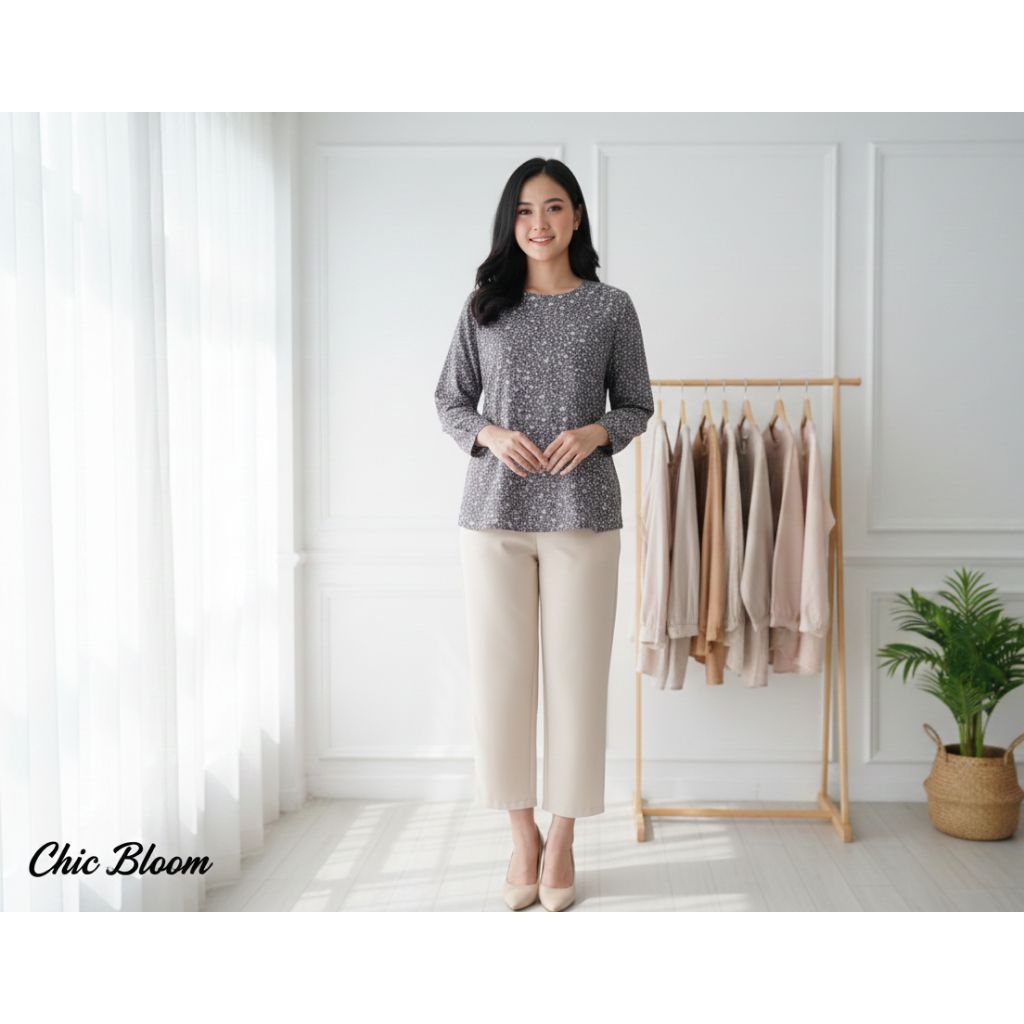 Atasan Motif Bunga Kecil - Gaya Feminim & Santai