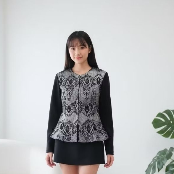 Black Lace Peplum Blazer