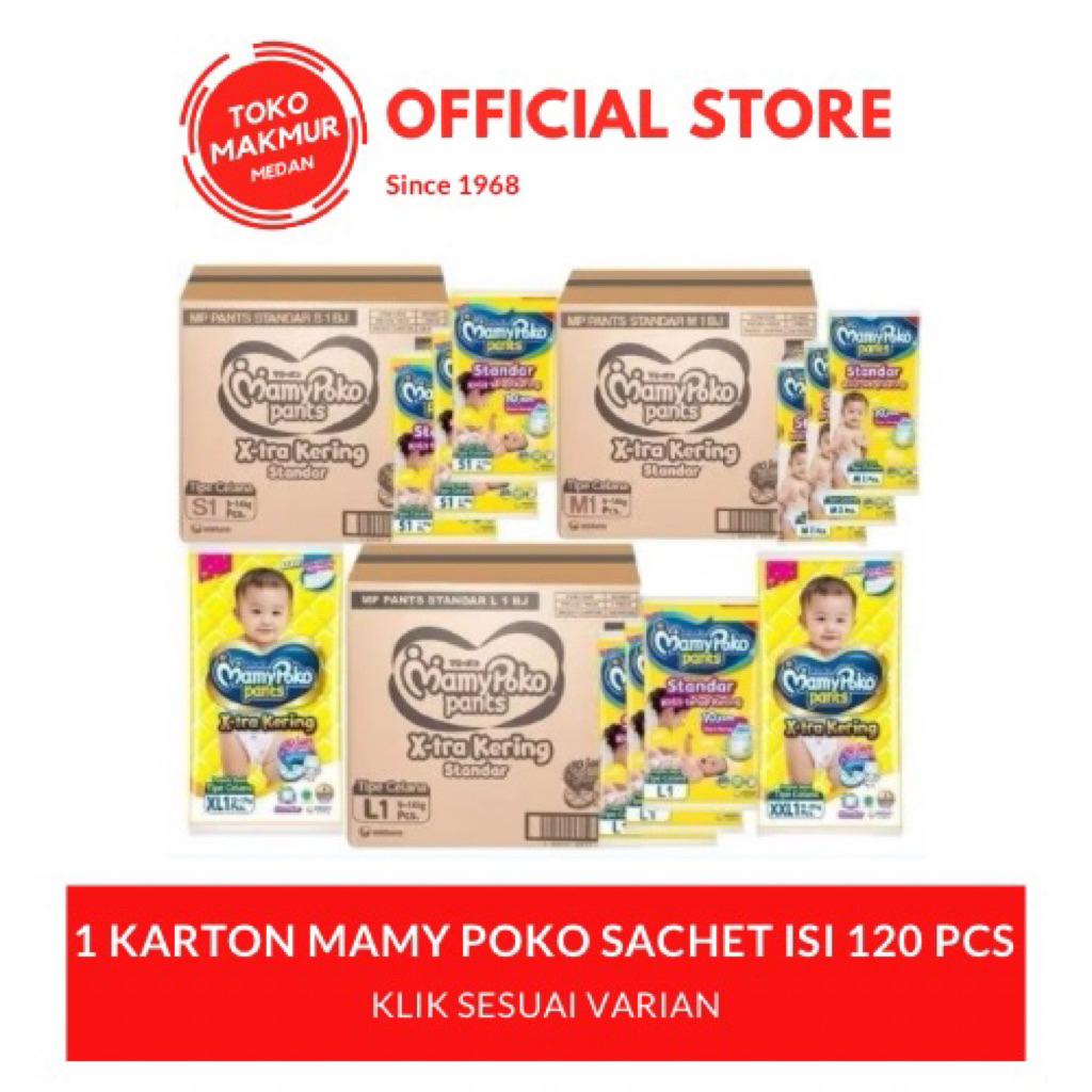 1 KARTON MAMYPOKO SACHET S1 / M1 / L1 / XXL1 ISI 120 SACHET