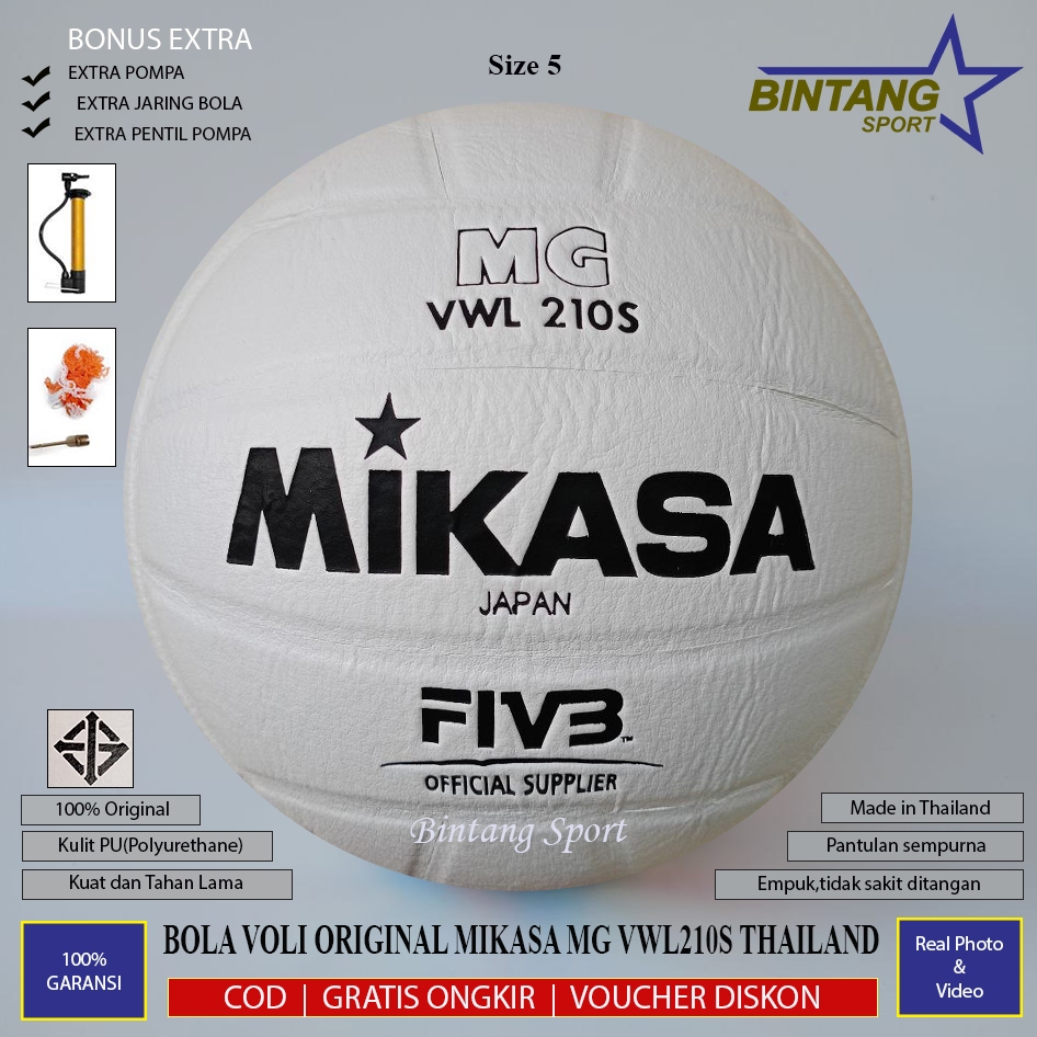 Bola Voli Mikasa MG VWL 210S Original Thailand Soft Touch Indoor Size 5