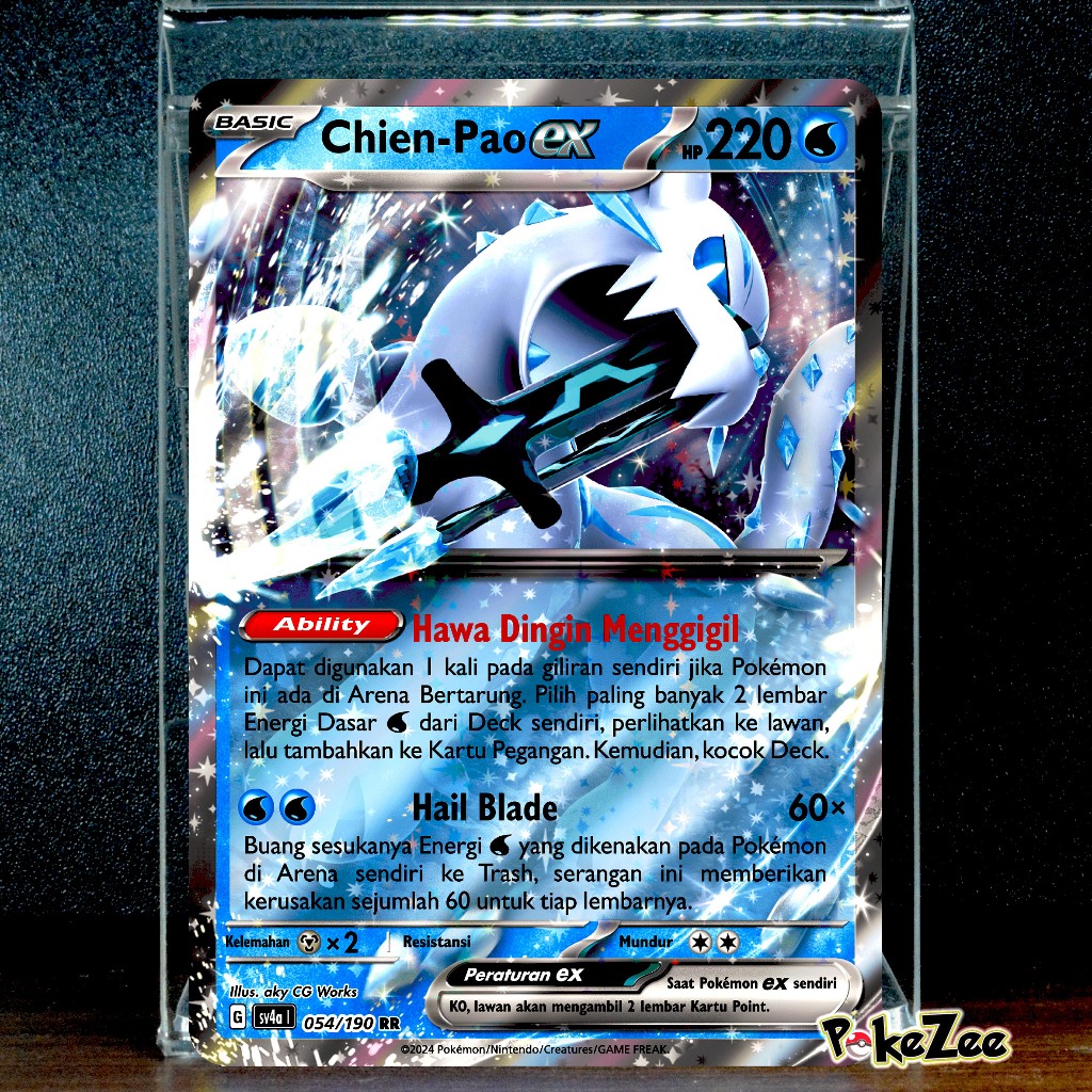 Chien-Pao ex 054/190 sv4a Chien Pao ex Kartu Holo Pokemon TCG Indonesia seri Harta Berkilau ex